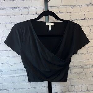 Leith Black Wrap Crop Top